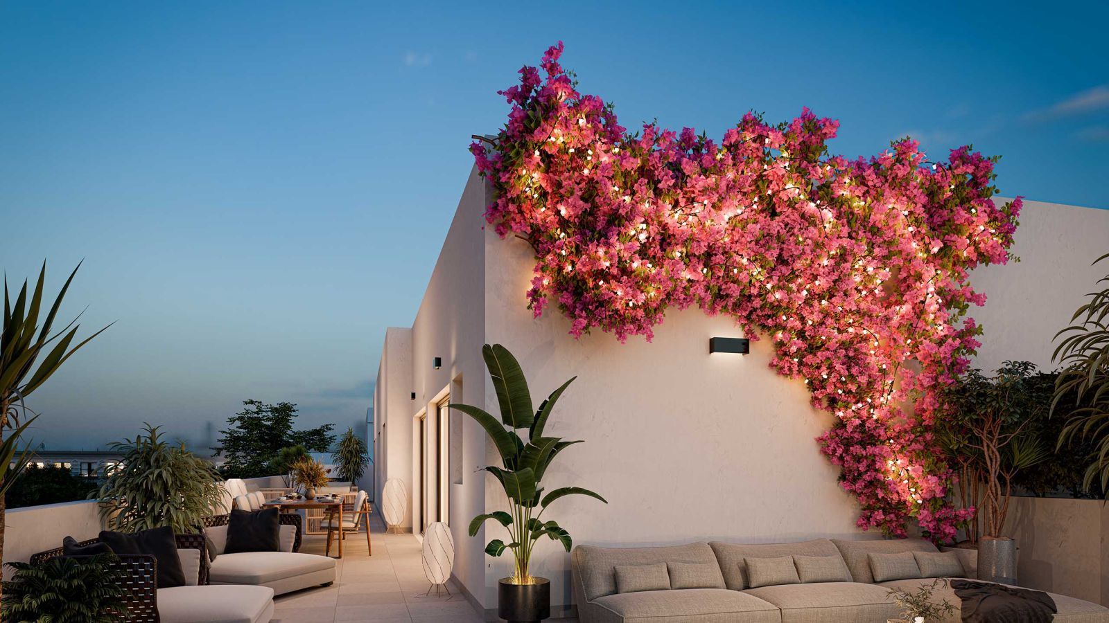 04 terrace outdoor dining seating bougainvillea