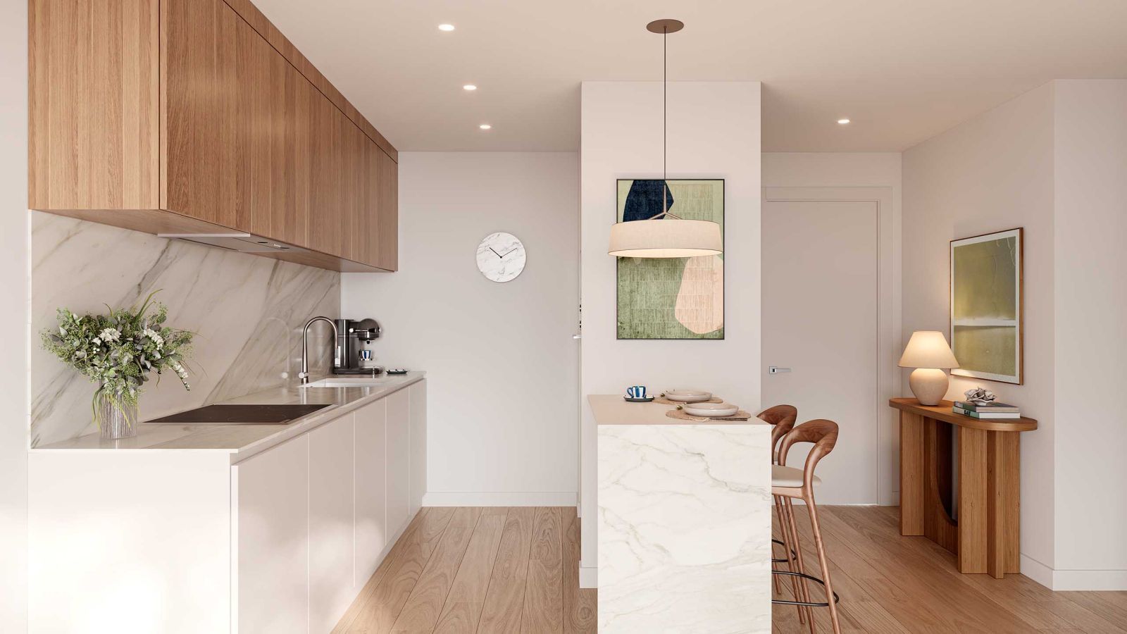 06 modern kitchen island marble countertops